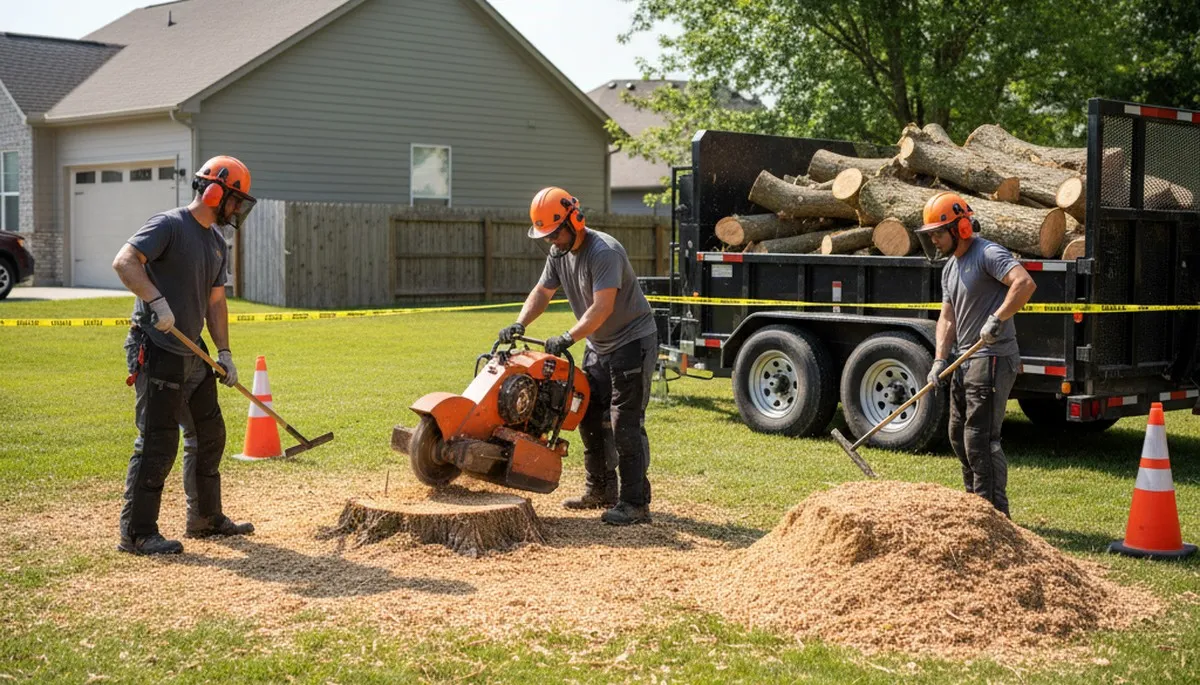 Worcester, MA stump removal service clearing an old stump to reclaim yard space safely