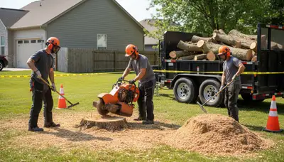Worcester, MA stump removal service clearing an old stump to reclaim yard space safely