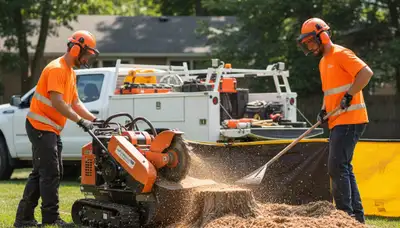 Worcester, MA stump removal service clearing an old stump for safe, complete yard cleanup