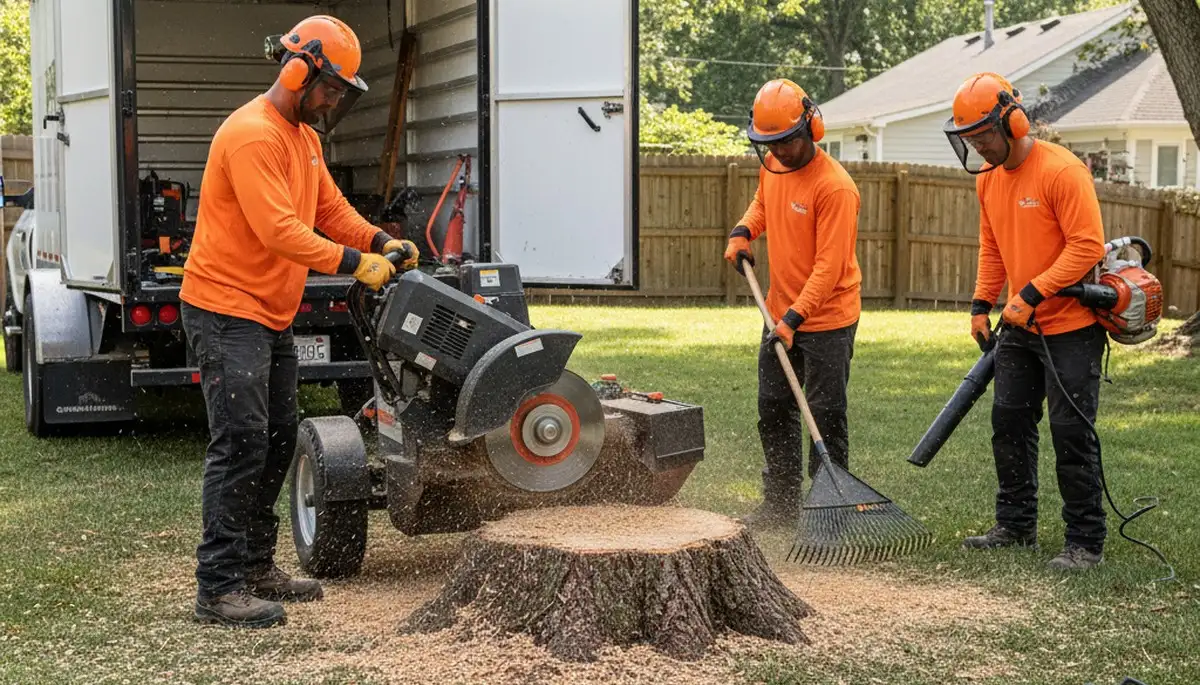 Worcester, MA stump removal service clearing an old stump for safe, complete yard space reclamation
