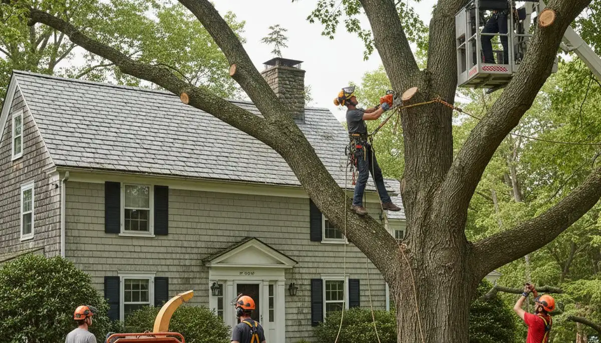 Tree service team in Worcester, MA providing safe tree removal and trimming for local properties