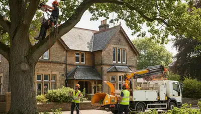 Tree service crew in Worcester, MA providing professional tree removal and cleanup
