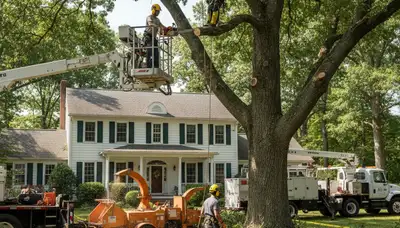 Tree service crew in Worcester, MA providing professional tree removal and cleanup