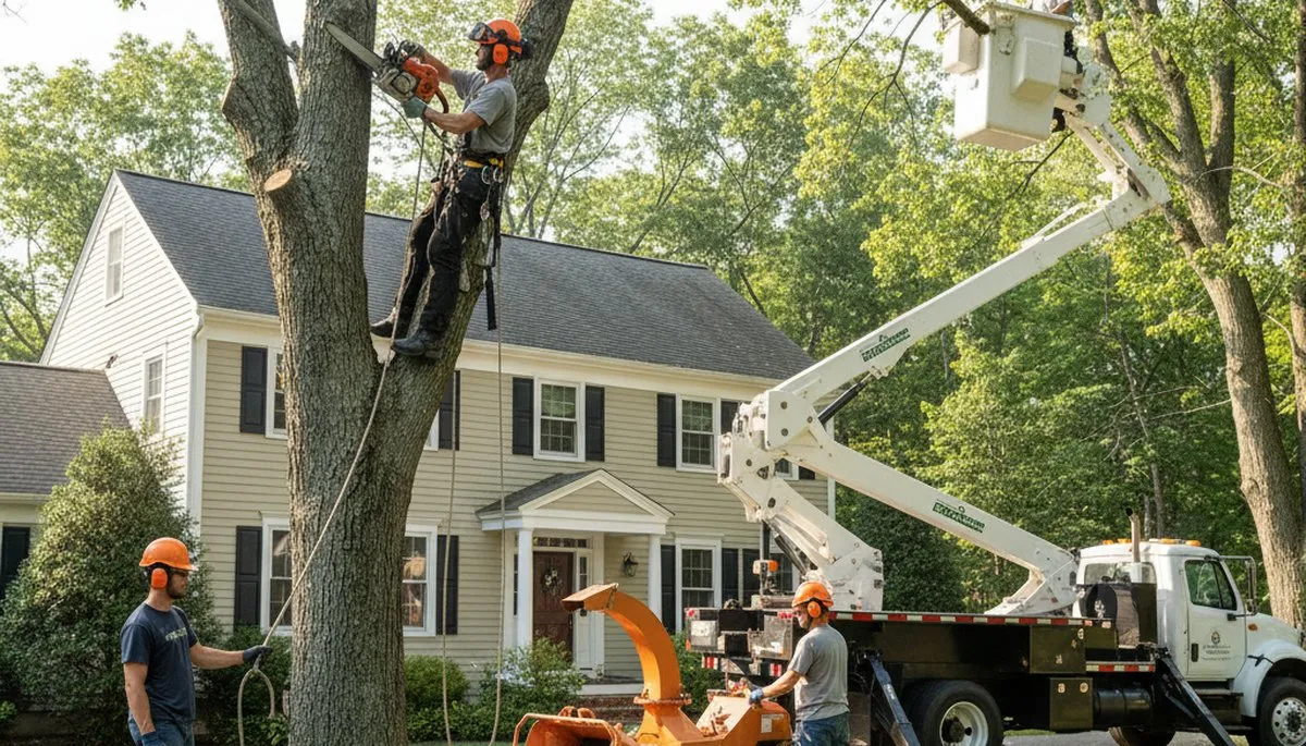 Tree service crew in Worcester, MA providing professional tree removal and cleanup